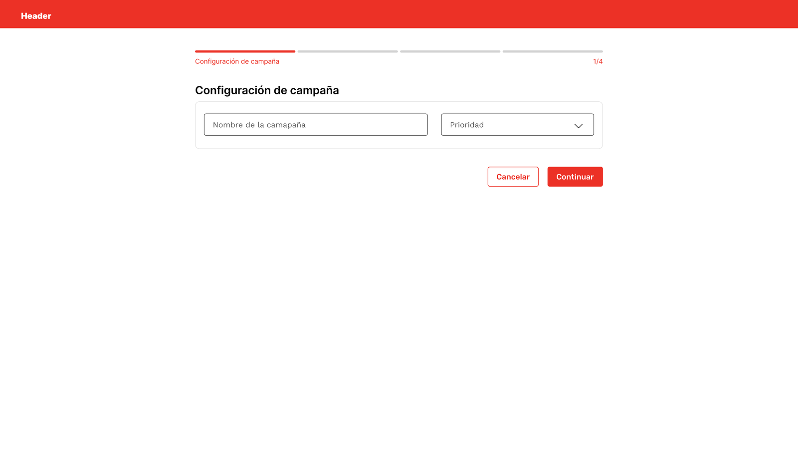 Configuración de campaña: nombre y prioridad